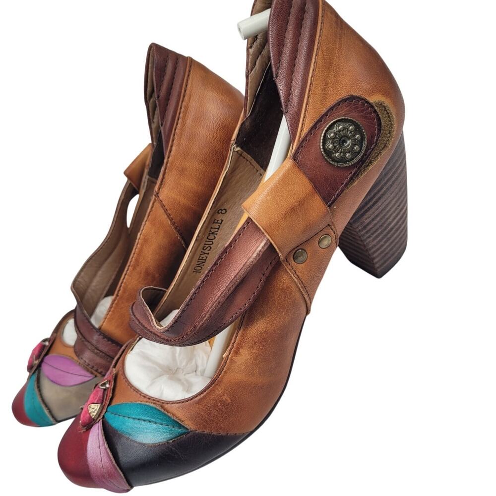 Corkys Floral Heel Mary‎ Janes Whimsical Art Teacher Pumps Size 8 ecclectic